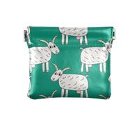 Cute Cartoon Doodle Goat Pattern Women's Leather Coin Purses Pouches Waterproof Mini Makeup Bag for Woman Girl, Cute Cartoon Doodle Goat Pattern, 4.33"(L) x 3.74"(W) x 0.39"(H), Classic