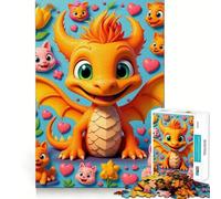 Cute Cartoon Dragon with Kittens Jigsaw Puzzles1000 Pieces Leisure Game Smooth Connection Fun Activity Night Activity (38x26cm)