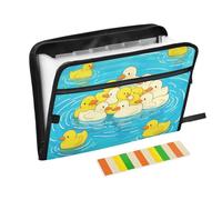 Cute Cartoon Duck Blue File Folder Jacket 13 Pockets A4 Letter Size with Zipper Closure for Office Supplies Folders