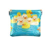 Cute Cartoon Duck Blue Women Leather Cash Wallet Unique Makeup Period Bag for Woman, Cute cartoon duck blue, One Size, Print Art