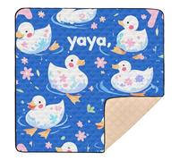 Cute Cartoon Ducks Deep Blue Background Cute Foldable Baby Care Play mat for Indoor Outdoor One-Piece Foldable Travel Play Mat for Baby Toddler Infant, 50'' x 50''para juegos de