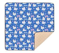 Cute Cartoon Ducks Deep Blue Background Cute Foldable Baby Gym & Activity Mat for Floor Portable Activity Entertainment Mat for Baby Kids Toddlers Infants, 50'' x 50''