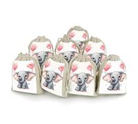 Cute Cartoon Elephant 8 PCS Muslin Bags with Drawstring Sachet Bags Empty Small Cotton Drawstring Bag Muslin Reusable & Washable Cotton Bag for Herb Spice Candy Soap Jewelry Wedding Gift Pouches