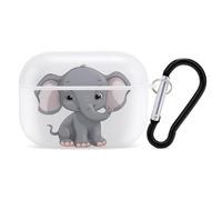 Cute Cartoon Elephant Airpod Pro Case AirPods 2 Case for Women Hard Shell Protective Cover with Carabiner Keychain Compatible with AirPods Case 2nd 1st Generation, Front LED Visible White
