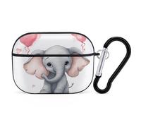 Cute Cartoon Elephant AirPods Pro 2 Case Cover, Shockproof Hard Shell Protective Case for Women Men, Compatible with Airpod Pro Case 2nd/1st Generation with Keychain-Black