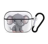 Cute Cartoon Elephant AirPods Pro 2 Case Cover, Shockproof Hard Shell Protective Case for Women Men, Compatible with Airpod Pro Case 2nd/1st Generation with Keychain-Black