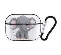 Cute Cartoon Elephant AirPods Pro Case Cover with Keychain Ring PC Hard Shell Protective Case for AirPods Pro 2nd for Women Men Generation Easy Open Full Drop Protection Cover Black-Style