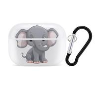 Cute Cartoon Elephant AirPods Pro Case Cover with Keychain Ring PC Hard Shell Protective Case for AirPods Pro 2nd for Women Men Generation Easy Open Full Drop Protection Cover White-Style