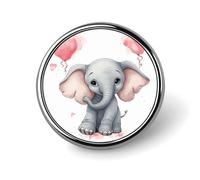 Cute Cartoon Elephant Badges Circle with Button Design, Personalized Picture Pin Brooches, Round Badge Holders for Decorate Hat Shirt Clothing Bag Accessories