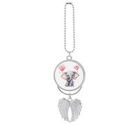 Cute Cartoon Elephant Car Pendant, Rear View Mirror Hanging Ornament, Auto Decor for Rearview Mirror, Keychain Silver-Style