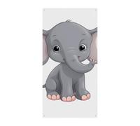 Cute Cartoon Elephant Door Cover Spring Summer Hanging Flag Porch Sign Outdoor Seasonal Holiday Yard Decor for Front Door and Porch