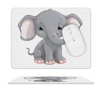 Cute Cartoon Elephant Mouse Pad for Office, Leather Mouse Mat with Non-Slip Base, Waterproof Desk Pad Protector for Home, Personalized Mouses Mat for Travel, Outdoor, 10" X 8"