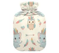 Cute Cartoon Elephant Owl Hot Water Bottle with Soft Cover Bed Hand Feet Warmer Winter Gift Hot Water Bag for Foot Bed Warmer Pain Relief Small