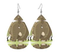 Cute Cartoon Elephant Patterned teardrop-shaped leather earrings Light luxury texture - suitable for daily wear, party date earrings