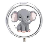 Cute Cartoon Elephant Pill Box Round Portable Small Pill Case Waterproof Travel Pill Box Organizer for Pocket Purse and Daily Convenience
