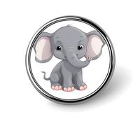 Cute Cartoon Elephant Round Badge Cute Enamel Lapel Pin Brooches Button Pin Personalized Clothing Decoration Unisex Badge Holder Hats Bags Shirts Decor