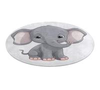 Cute Cartoon Elephant Round Rug Soft Absorbent Bath Mat Entryway Anti Slip Rugs Farmhouse Front Back Door Mat 90 * 90cm for Bedroom Living Room Home Decorative