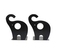 Cute Cartoon Elephant Shape Nonskid Metal Bookends for Kids Gift Decoration(Black)