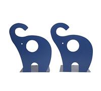 Cute Cartoon Elephant Shape Nonskid Metal Bookends for Kids Gift Decoration(Blue)