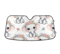 Cute Cartoon Elephant White Car Sun Shade Windshield Automotive Window Sunshades Protect Your Car 53×23.5 inch