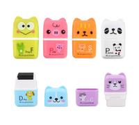 Cute Cartoon Eraser,6 PCS Cartoon Animal Pencil Erasers Rubber Kids Erasers with Shaving Roller Case for Kid Party Favors School Office Supply Stationery