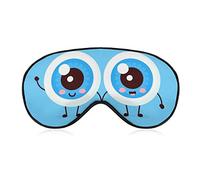 Cute Cartoon Eyeball Couple Sleep Mask Blindfold Blue Color Adjustable Super-Smooth Soft Eye Mask Cover for Men Women Travel and Nap