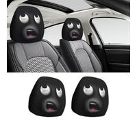 Cute Cartoon Eyes Car Headrest Covers, Halloween Car Headrest Covers, Funny Scary Eyes Universal Fit Stretch Covers, Breathable Auto Interior Accessories & Spooky Decor (Black-A)