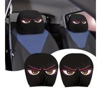 Cute Cartoon Eyes Car Headrest Covers, Halloween Car Headrest Covers, Funny Scary Eyes Universal Fit Stretch Covers, Breathable Auto Interior Accessories & Spooky Decor (Black-E)