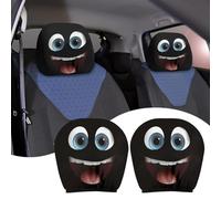Cute Cartoon Eyes Car Headrest Covers, Halloween Car Headrest Covers, Funny Scary Eyes Universal Fit Stretch Covers, Breathable Auto Interior Accessories & Spooky Decor (Black-B)