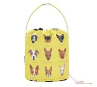 Cute Cartoon Faces Samoied Yellow Yarn Storage Bag with Holes Yarn Tote for Hooks Carrier Knitting Storage, Multicolor., One Size, Multicoloured., One size