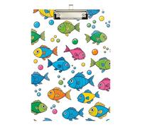 Cute Cartoon Fish White Acrylic Clipboard Decorative Clipboards Travel Clipboards with Low Profile Metal Clip for Nurses Teachers Coaches