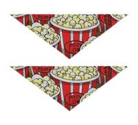 Cute Cartoon Food Popcorn Yellow and Red Bulk Dog Bandanas Unique Shape Adjustable Fit Dog Breed Bib Cute Pet Holiday Set for Dogs Cats 2 Pack
