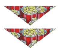 Cute Cartoon Food Popcorn Yellow and Red Dog Holiday Bandanas Unique Shape Adjustable Fit Bib Handkerchief Cute Pet Accessories for Dogs Cats 2 Pack