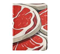 Cute Cartoon Food Steak Leather Passport and Vaccine Card Wallet Combo Wallet Passport Holder Passport Cover with RFID Blocking Ultra Slim, Cute cartoon food steak, One Size