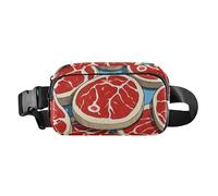 Cute Cartoon Food Steak Trendy Waist Pack Crossbody Bag for Men Women Large Capacity Bum Bag Belt with Adjustable Strap for Shopping Sports Work, Cute cartoon food steak, One Size