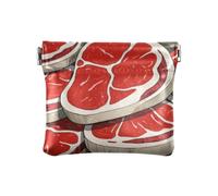 Cute Cartoon Food Steak Women Men Leather Coin Purses Cute Change Holder Card Organizer for Women Travel, Cute cartoon food steak, One Size, Print Art