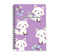 Cute Cartoon Fox 2026 Planner Diary A5 To Do List Notebook Diary 2026 Women and Planner for Homework Week To View Monthly Year with Dotted Line Note Page Slim