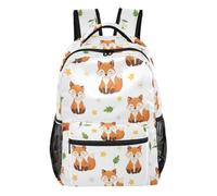 Cute Cartoon Fox Backpack with 4 Pockets, Self Standing, Adjustable Straps, Cute Cartoon Fox, S, Fashion