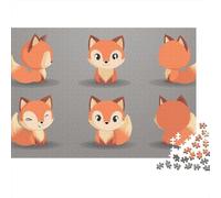 Cute Cartoon Fox Character Jigsaw Puzzles Puzzles for Adults Kids. 1000 Piece Impossible Challenge Toy Educational Games Home Decoration for Educational Games Gifts 52x38cm/1000pcs