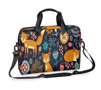 Cute Cartoon Fox Laptop Sleeve Case for 13-16 Inch Floral Fox Laptop Shoulder Handbag Briefcase Messenger Carrying Case Bag