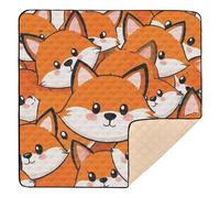 Cute Cartoon Fox Large Sturdy Baby Activity Play Mat for Floor Portable Activity Gym Mat for Babies Infants Toddlers, 50'' x 50''