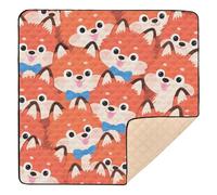 Cute Cartoon Fox Orange Large Stylish Baby Playmat for Floor Waterproof Tummy Time Mat for Babies Infants Toddlers, 50'' x 50''