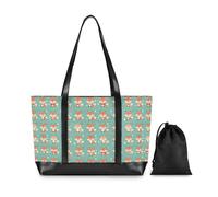 Cute Cartoon Foxes Large Capacity Laptop Tote with Zipper Bag for Women Work for Women Work with bolsos para mujeres
