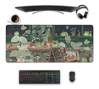Cute Cartoon Frog Desktop Mouse Pad - Large Kawaii Green Desk Mat for Keyboard and Computer - Office Home Work Decor (27.5X11.8 in)