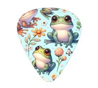 Cute-Cartoon-Frog-Floral 12 Pack Guitar Picks With 3 Thicknesses And Storage Box, Abs Plectrums For Electric Bass Guitar Players
