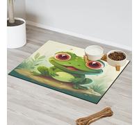 Cute Cartoon Frog Pet Feeding Mat for Cat Dog Water Bowl Food Mats Pet Feeding Mats Absorbent Nti-Slip Contain Spills Protects Floors Placemat 43.1 x 76.2 cm