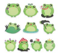 Cute Cartoon Frog Sticky Notes, 10 Pack/200 Sheets Animal Frog Shaped Self-Stick Notes, Funny Writing Memo Pads Markers for Students Teacher Home Office Birthday Party Stationery Gifts Tab Supplies