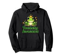 Cute Cartoon Frog with Crown Sitting on Grass Pullover Hoodie