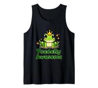 Cute Cartoon Frog with Crown Sitting on Grass Tank Top