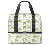 Cute Cartoon Frogs Sports Duffle Bag for Women Men Kirls Boys Girls 21 L Weekend Overnight Bags Wet Seperated Tote Bag for Travel Gym Yoga